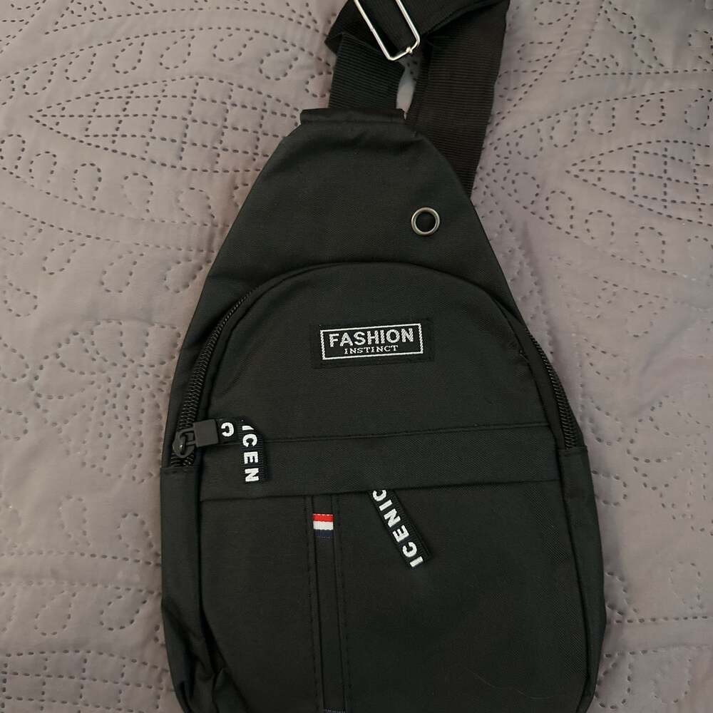 Fashion Instinct Black Canvas Crossbody Shoulder Bag
